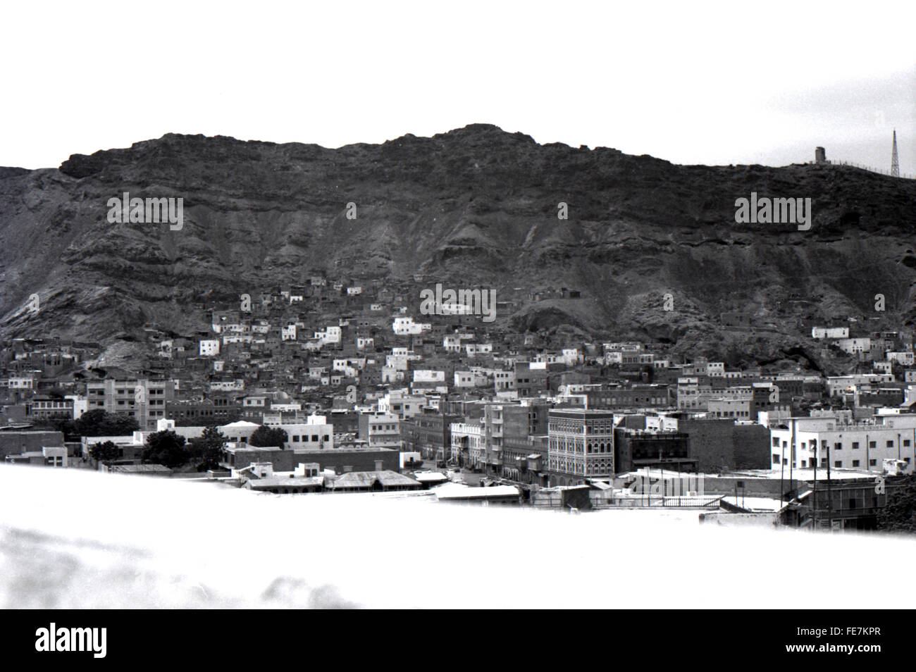 Typical hillside street scene Aden Yemen 1967 withdrawal Stock Photo