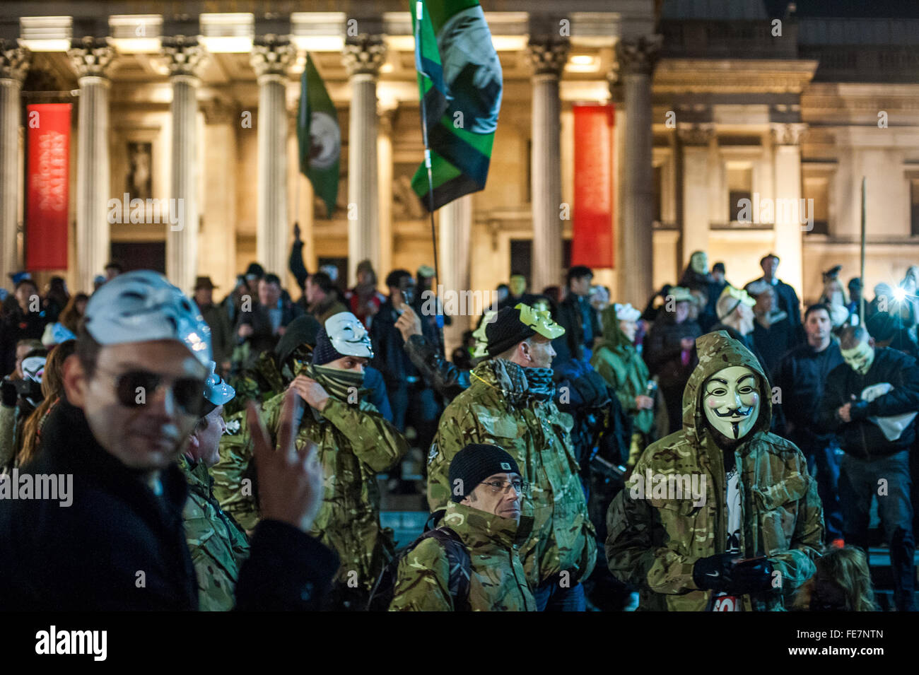 Anarchist protesters, Million Mask March, London 2014 Stock Photo