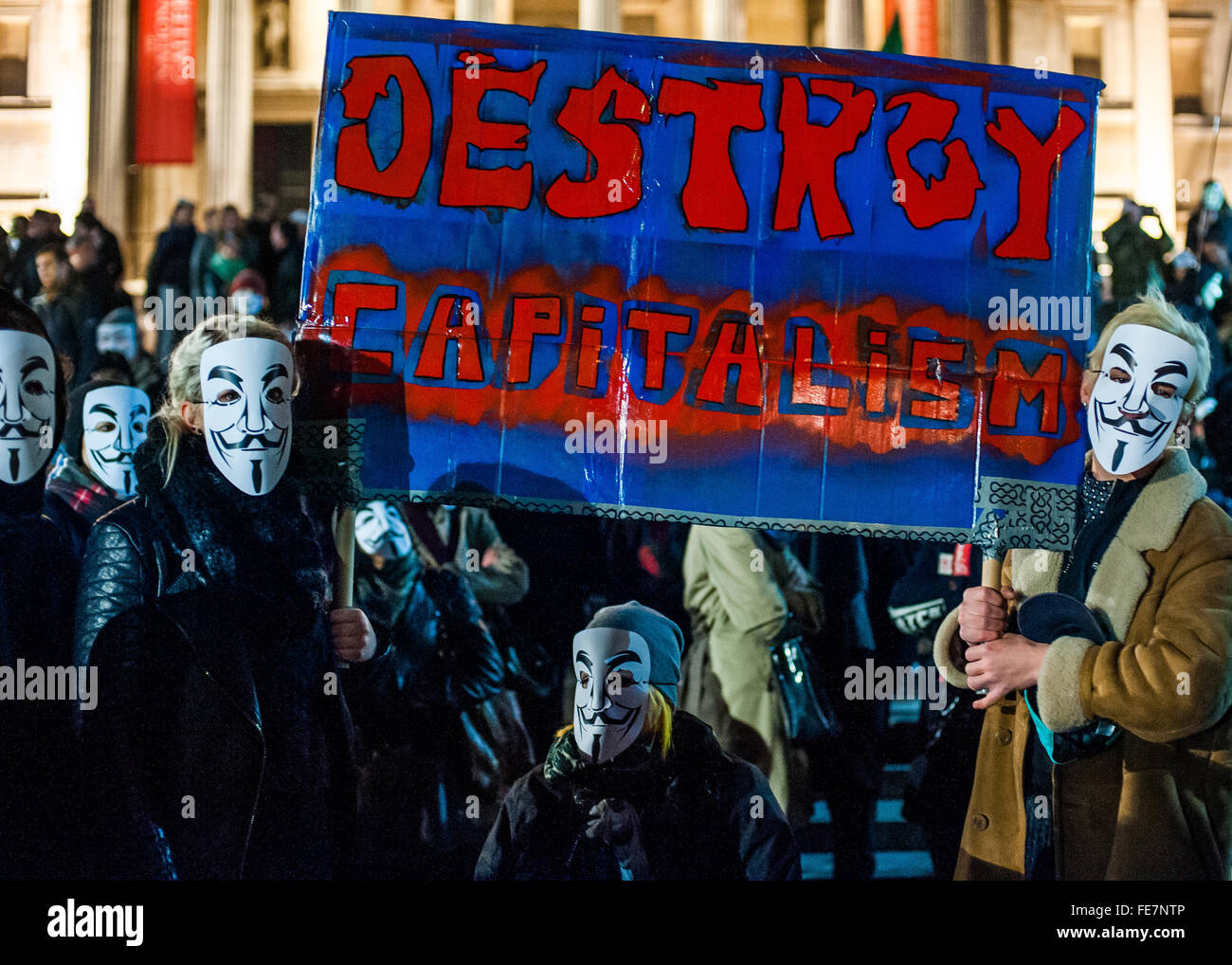 Masked protesters, Million Mask March, London 2014 Stock Photo