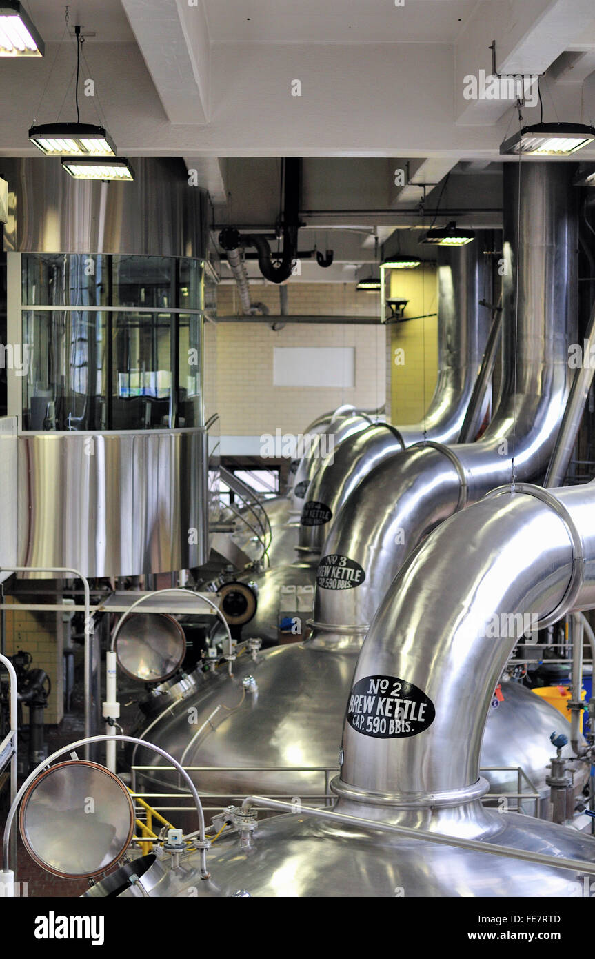 Milwaukee, Wisconsin, USA. Brewing kettle at large brewery complex. Stock Photo