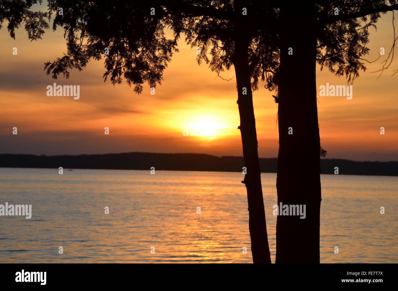 Sunset over Mullett Lake Stock Photo