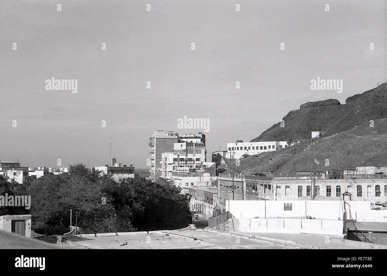 Aden town flats and sangars 1967 British withdrawal Stock Photo