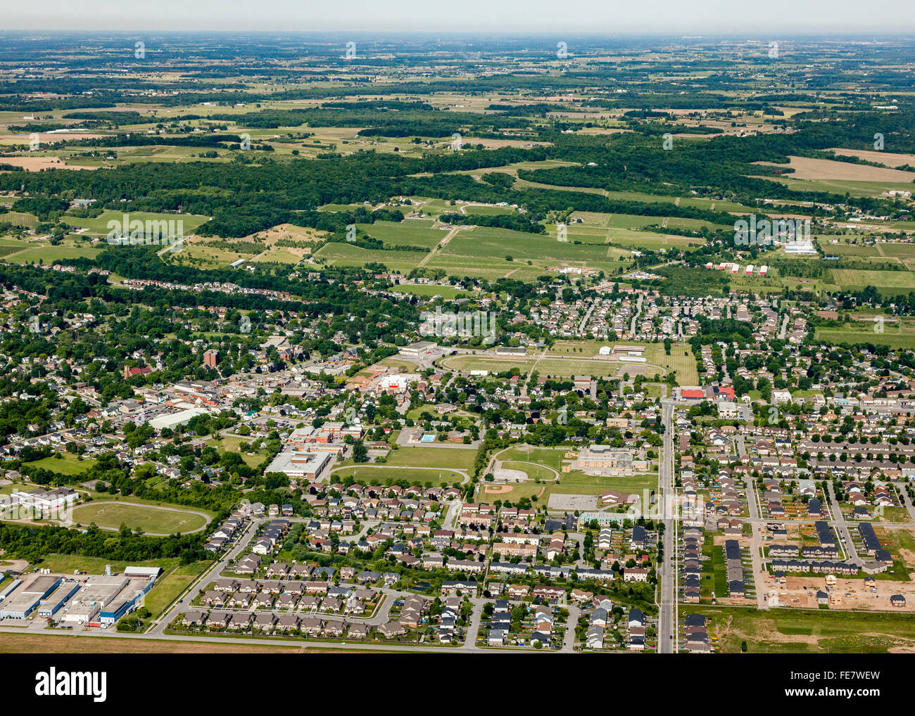 Aerial view of Beamsville Ontario from the south west. Stock Photo