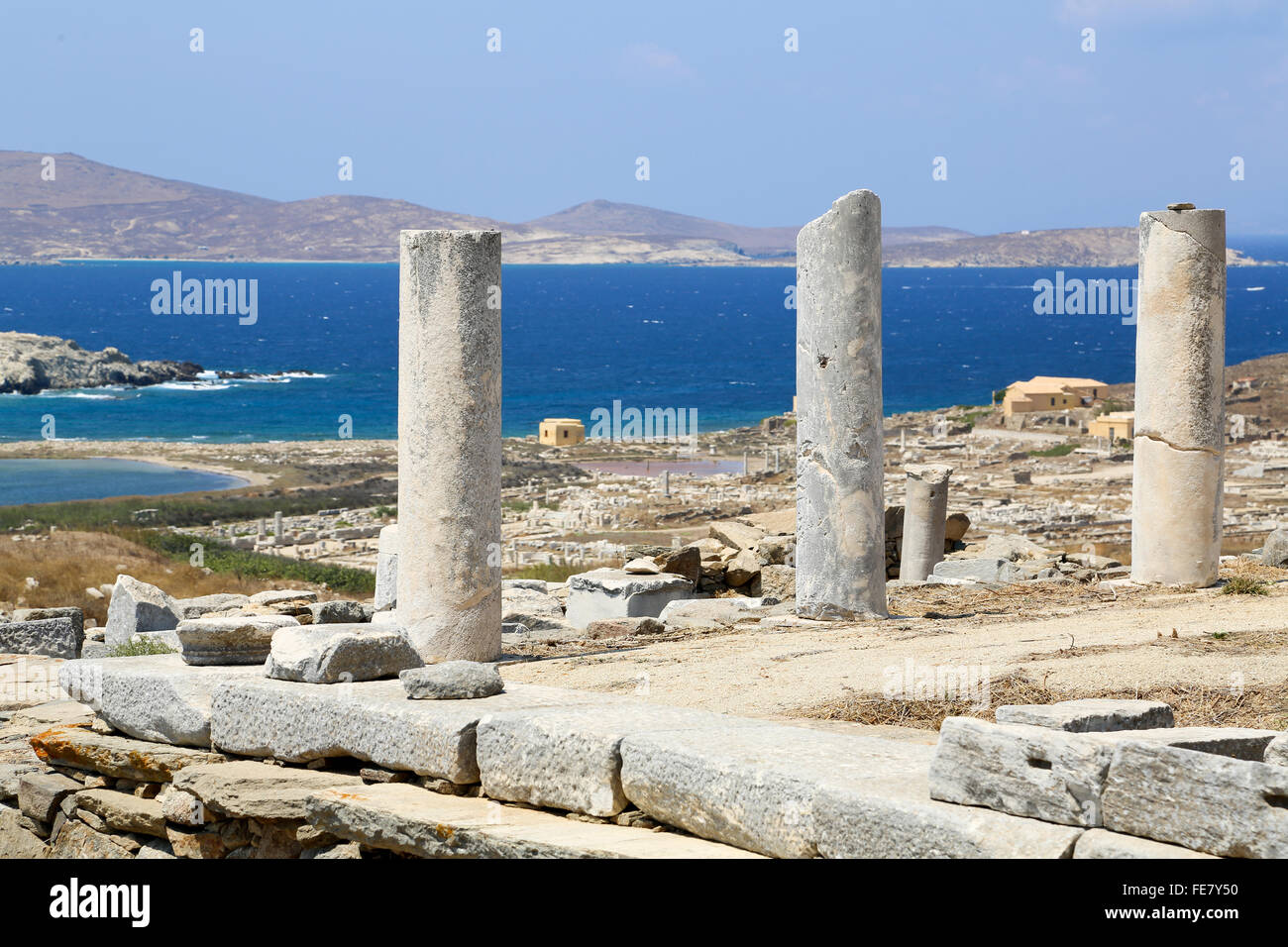 The island of Delos: an important archaeological site in Greece Stock Photo