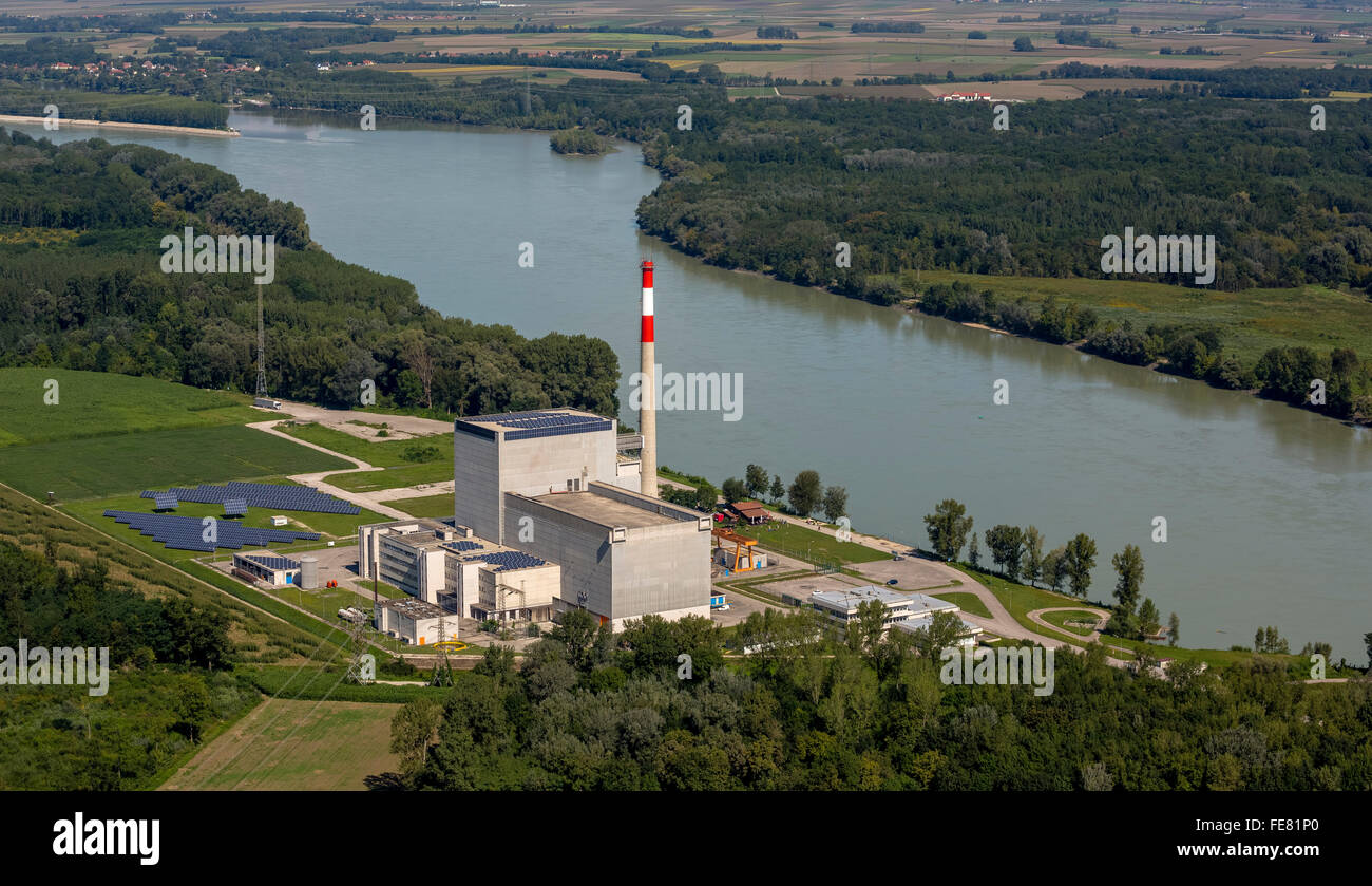 Aerial view, nuclear power, nuclear power plant Zwentendorf nuclear