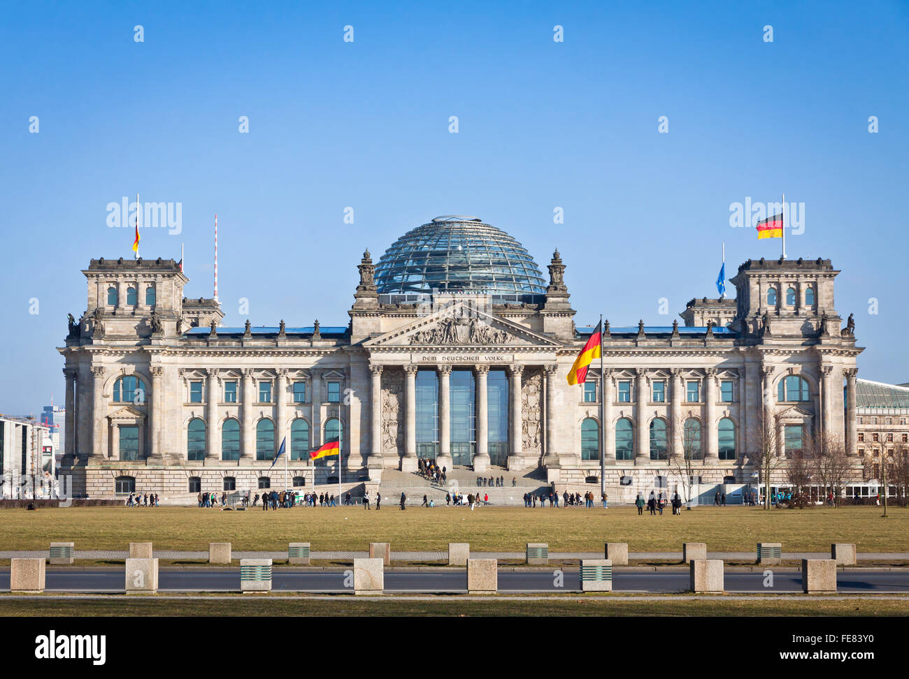Facade view of the Reichstag (Bundestag) building in Berlin, Germany