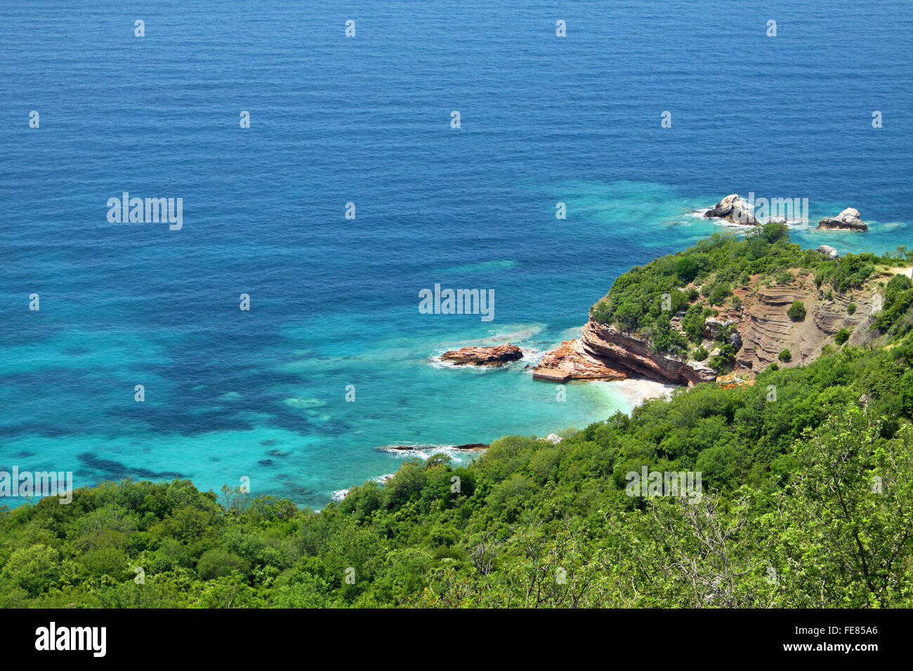 Summer view of Adriatic seacoast, Montenegro Stock Photo