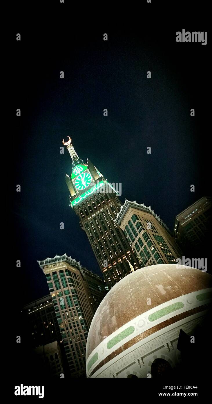 Low Angle View Of Abraj Al-Bait Towers At Night Stock Photo - Alamy