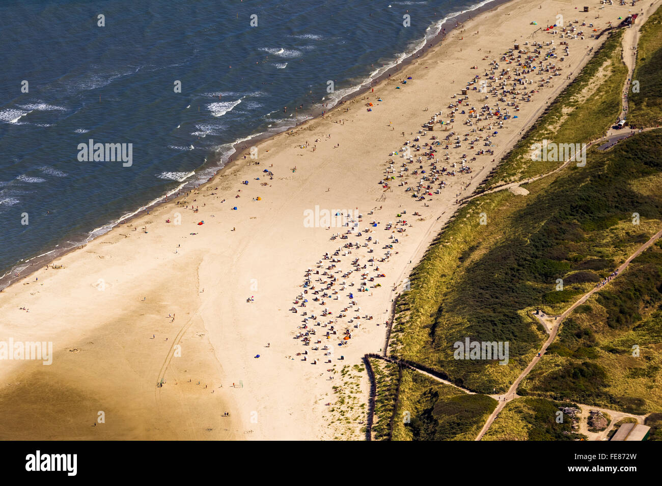 North beach, aerial view, Spiekeroog, North Sea, North Sea island, East ...