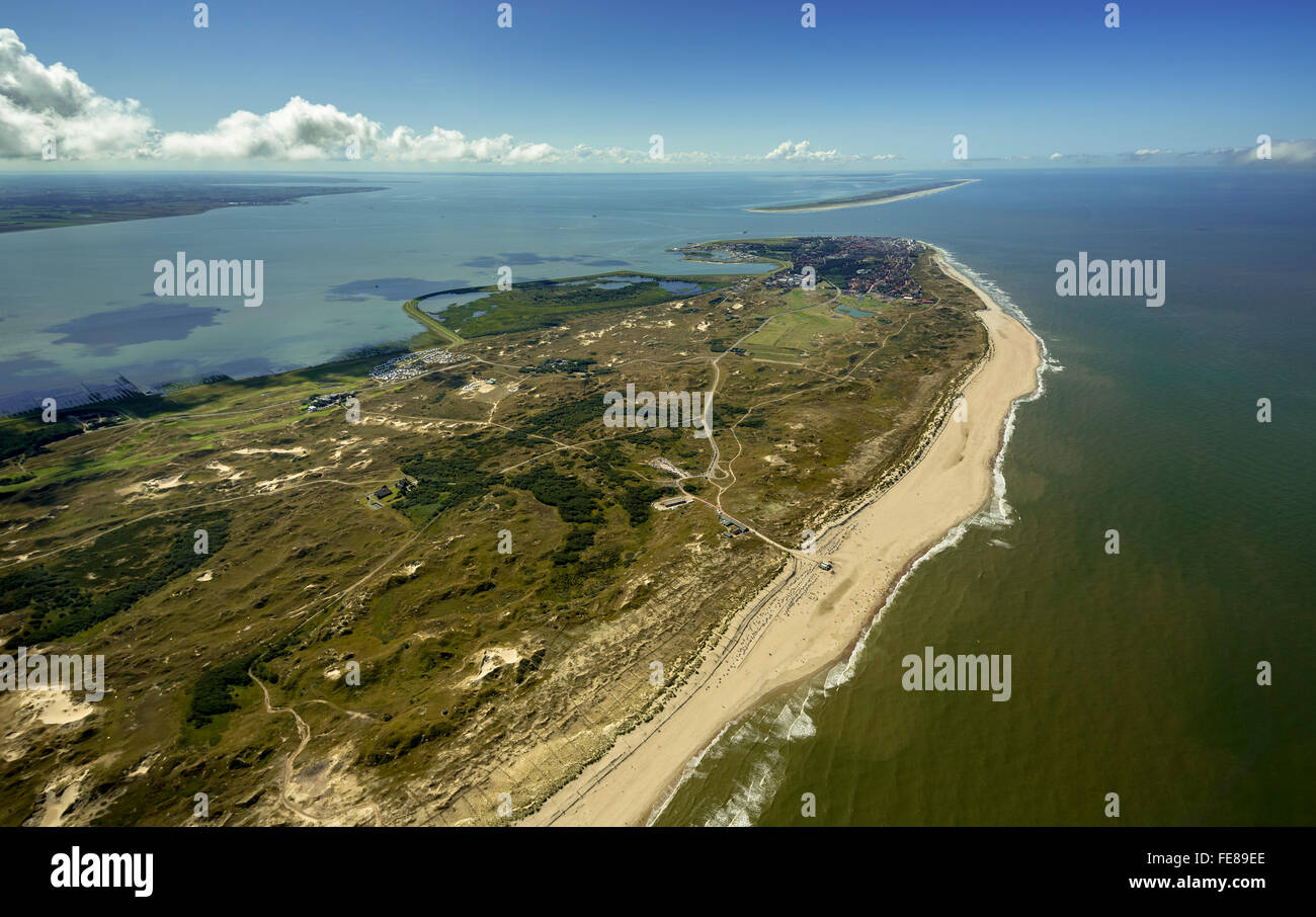 Wadden Sea, aerial view, Norderney, North Sea, North Sea island, East Frisian Islands, Lower Saxony, Germany, Europe, Aerial Stock Photo