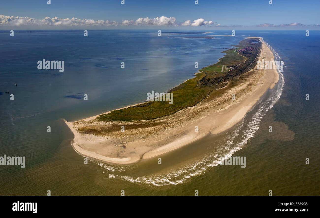 Aerial view, east side Kalfamer, Wadden Sea, aerial view, Juist, North Sea, North Sea island, East Frisian Islands, Juist, Stock Photo