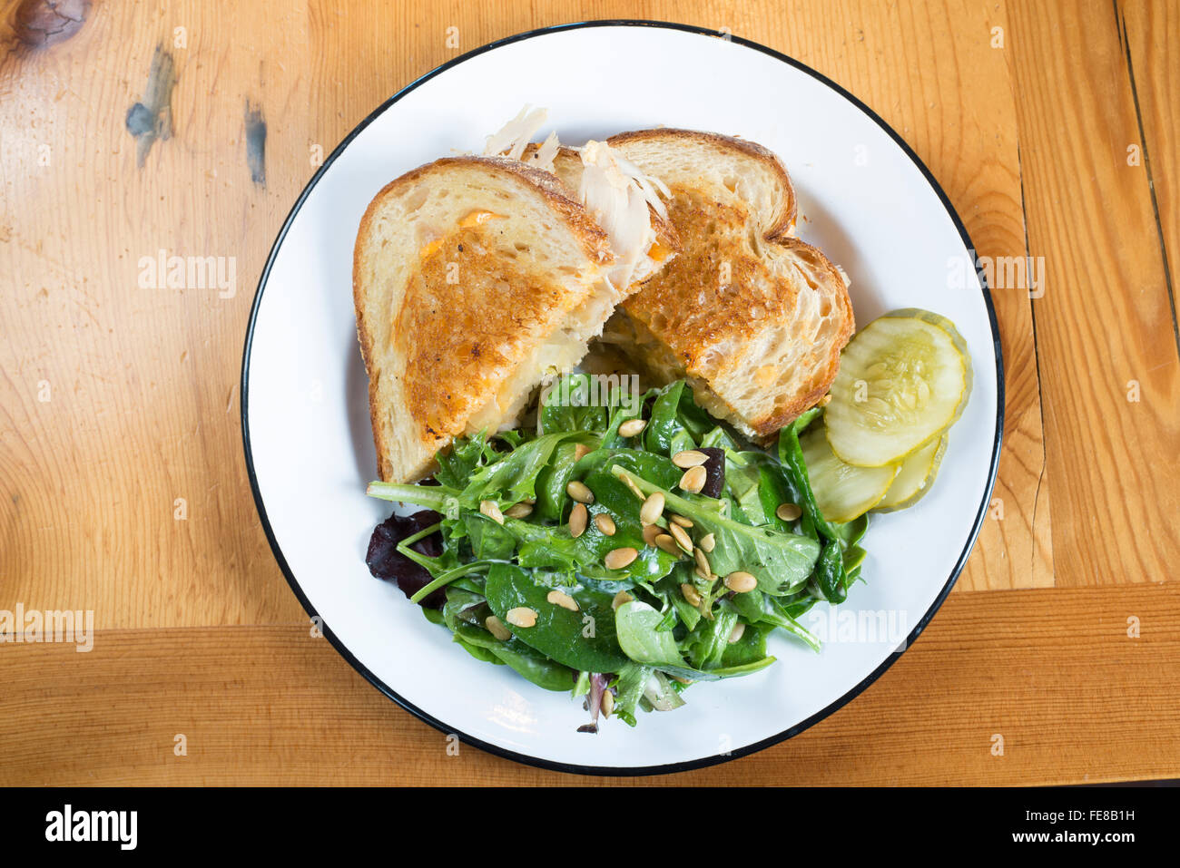 Turkey reuben sandwich and spinach salad at the Lostine Tavern, a farm to table restaurant in Lostine, Oregon. Stock Photo