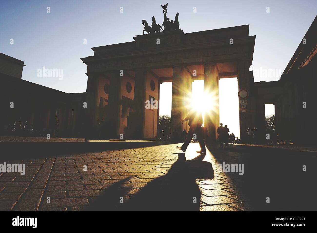 Silhouette Brandenburg Gate Against Clear Sky Stock Photo
