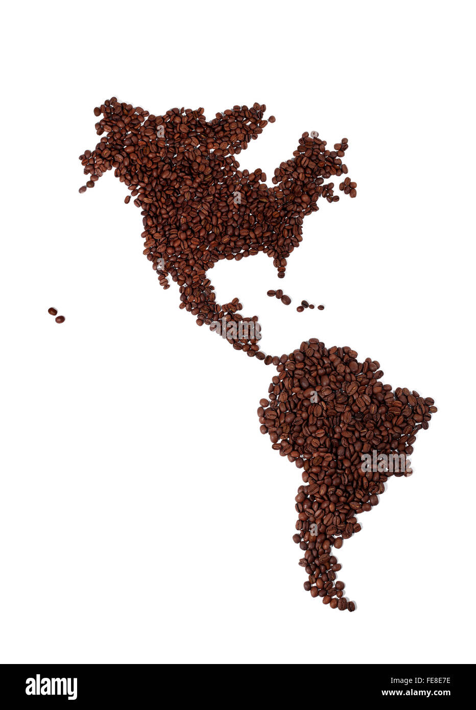 Map of North America Made of Coffee Beans Stock Photo