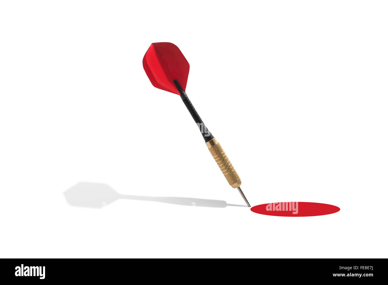Dart Outside of a Red Target on a White Background Stock Photo