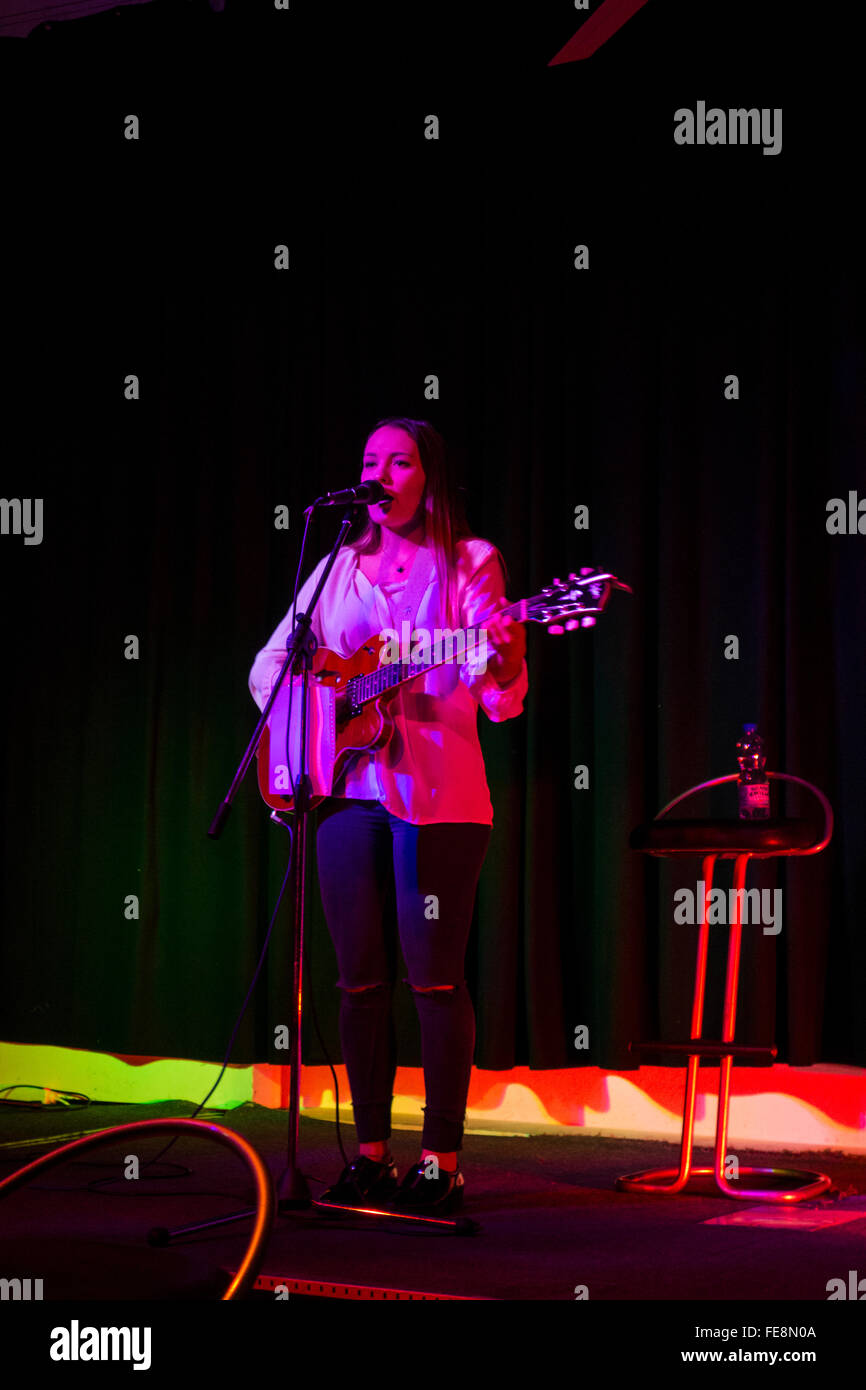 Singer Fanny Sophia Carabias performs in Mannheim, Germany, on 1 February 2016 Stock Photo