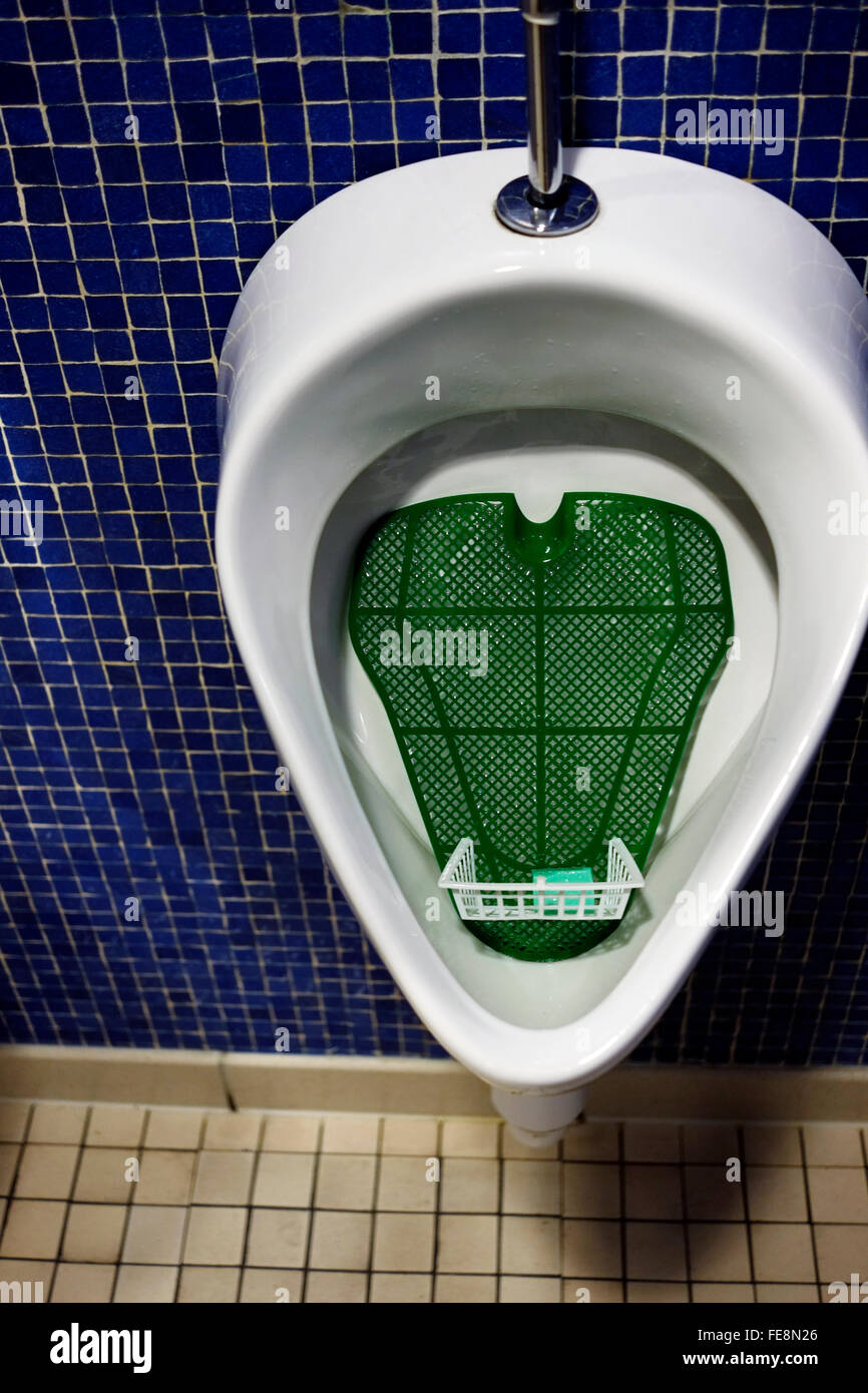 Football goal in a pissoir Stock Photo