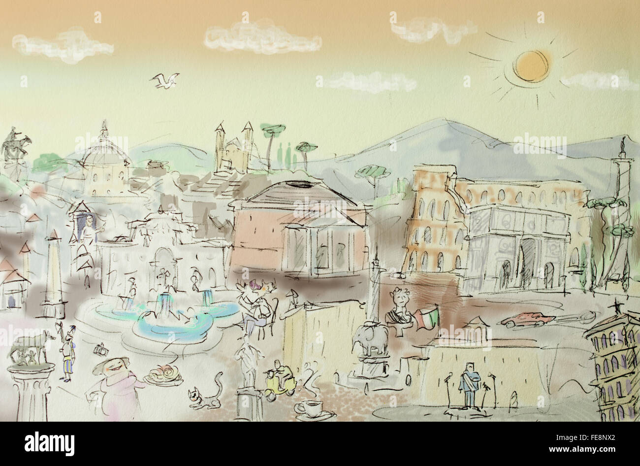 Rome cartoon hi-res stock photography and images - Alamy