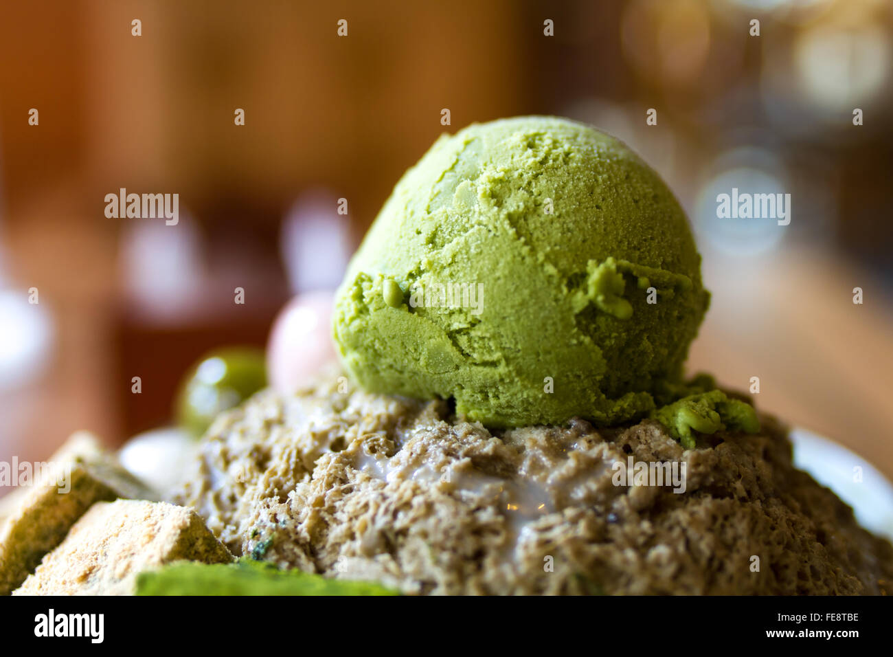 Close-Up Of Green Ice-Cream Stock Photo