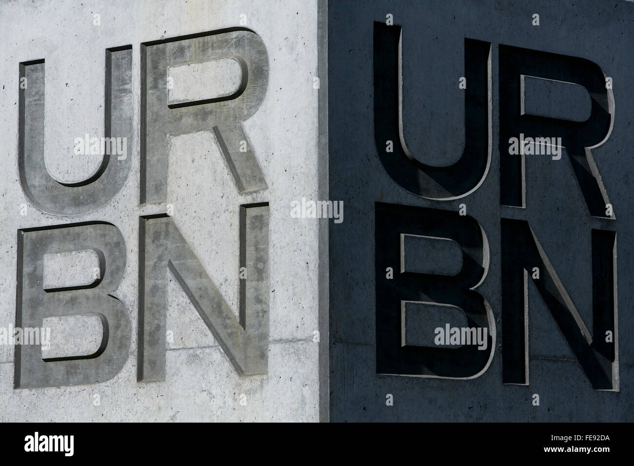 A logo sign outside of an Urban Outfitters, Inc., distribution center in Lancaster, Pennsylvania on January 3, 2016. Stock Photo