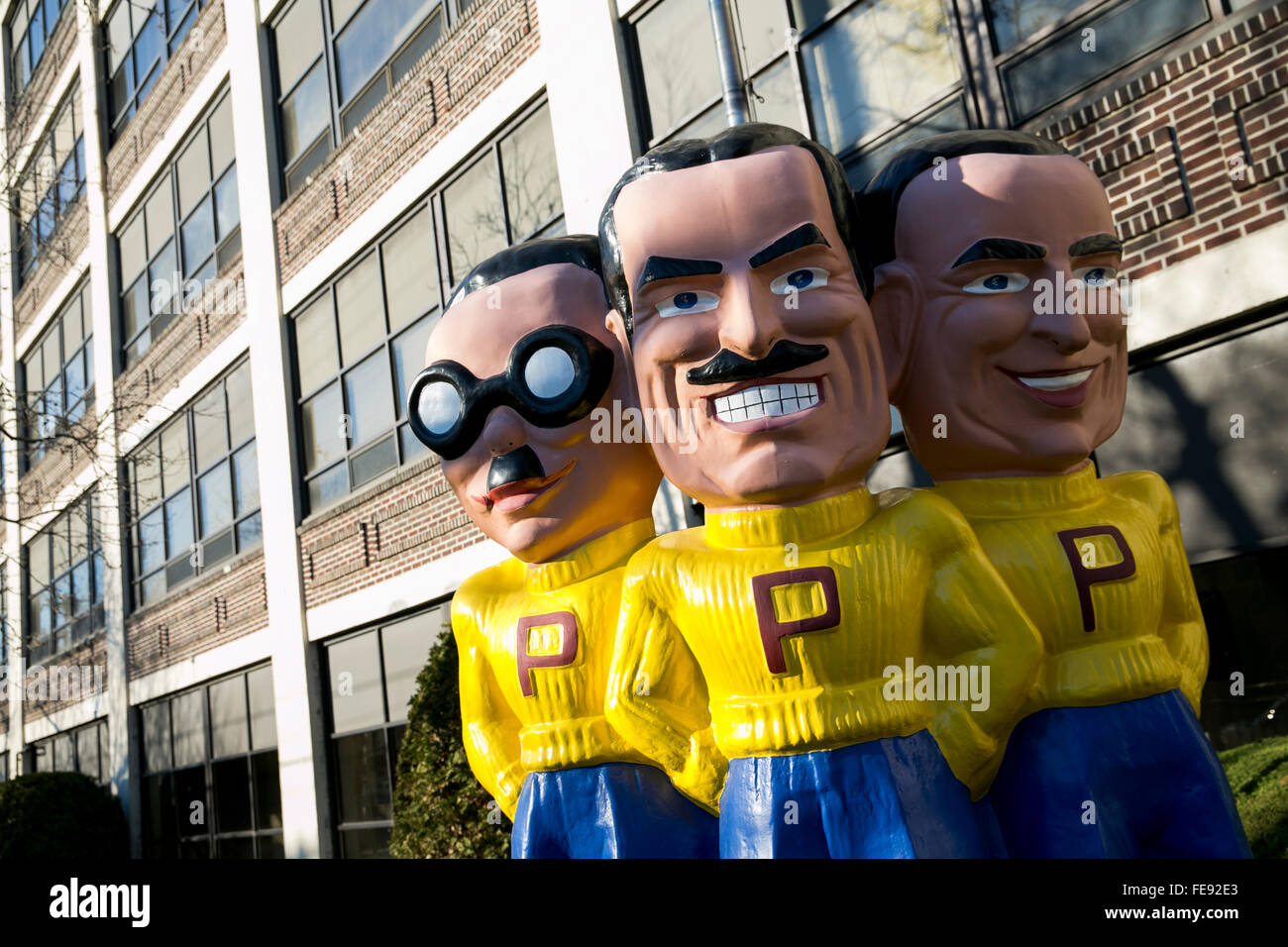 A statue of the Pep Boys: Manny, Moe & Jack outside of the headquarters ...
