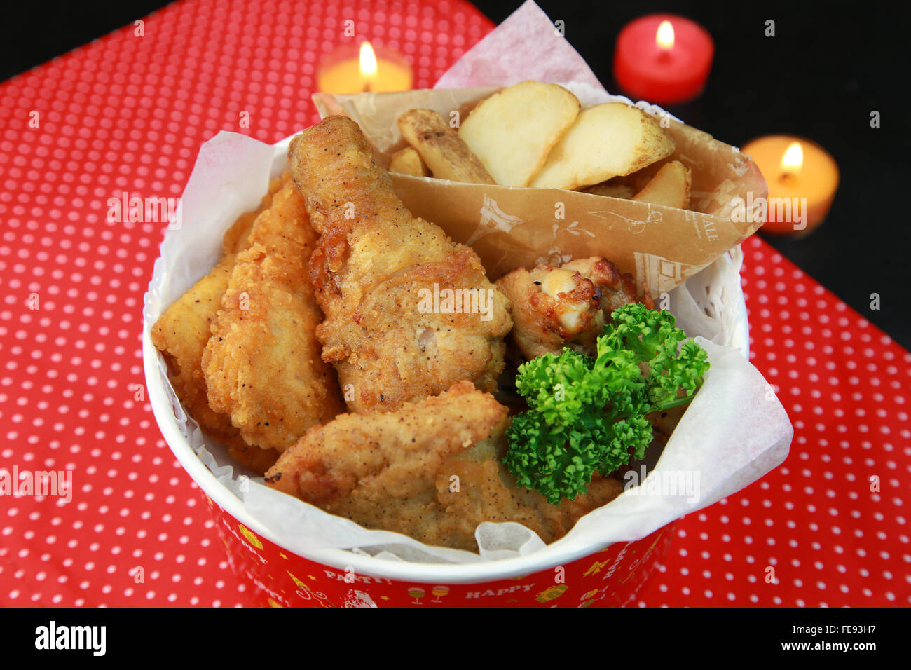 Fried chicken bucket Stock Photo Alamy