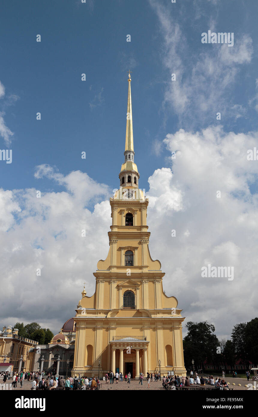 The SS Peter and Paul Cathedral in the Peter and Paul Fortress in St Petersburg, Russia. Stock Photo