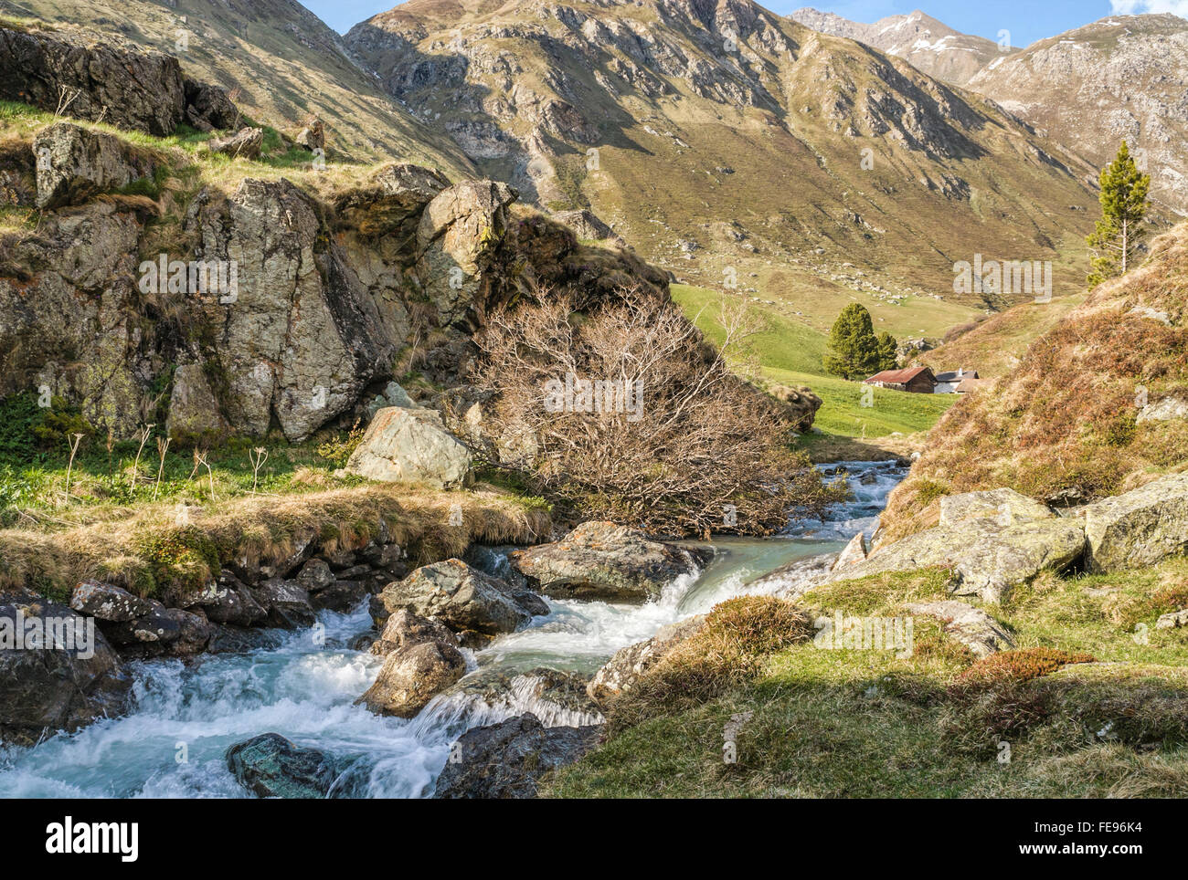 Mountain Landscape at Julier Pass, Engadin, Switzerland Stock Photo