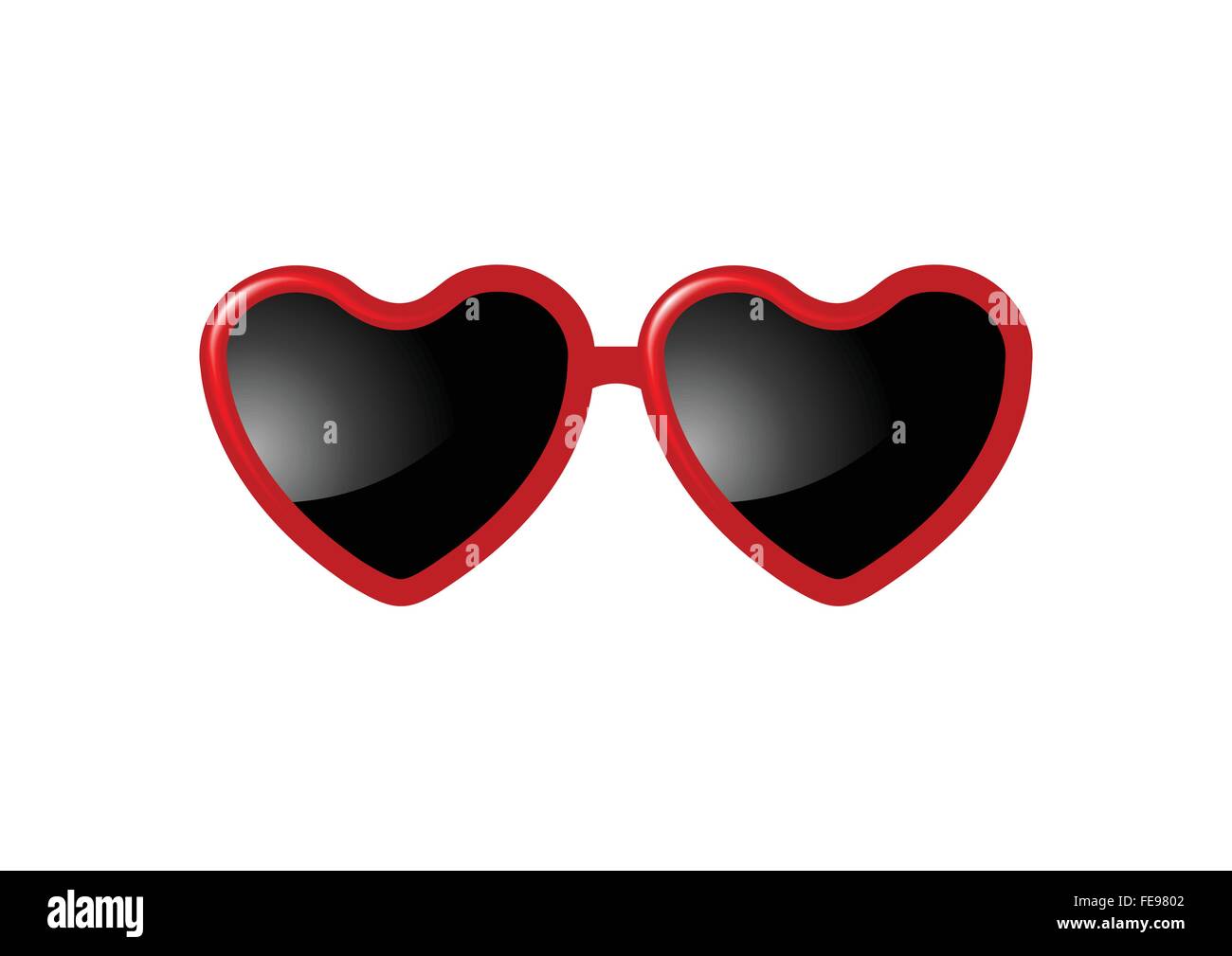 Sunglasses with Valentine heart shapes on white background. Vector ...