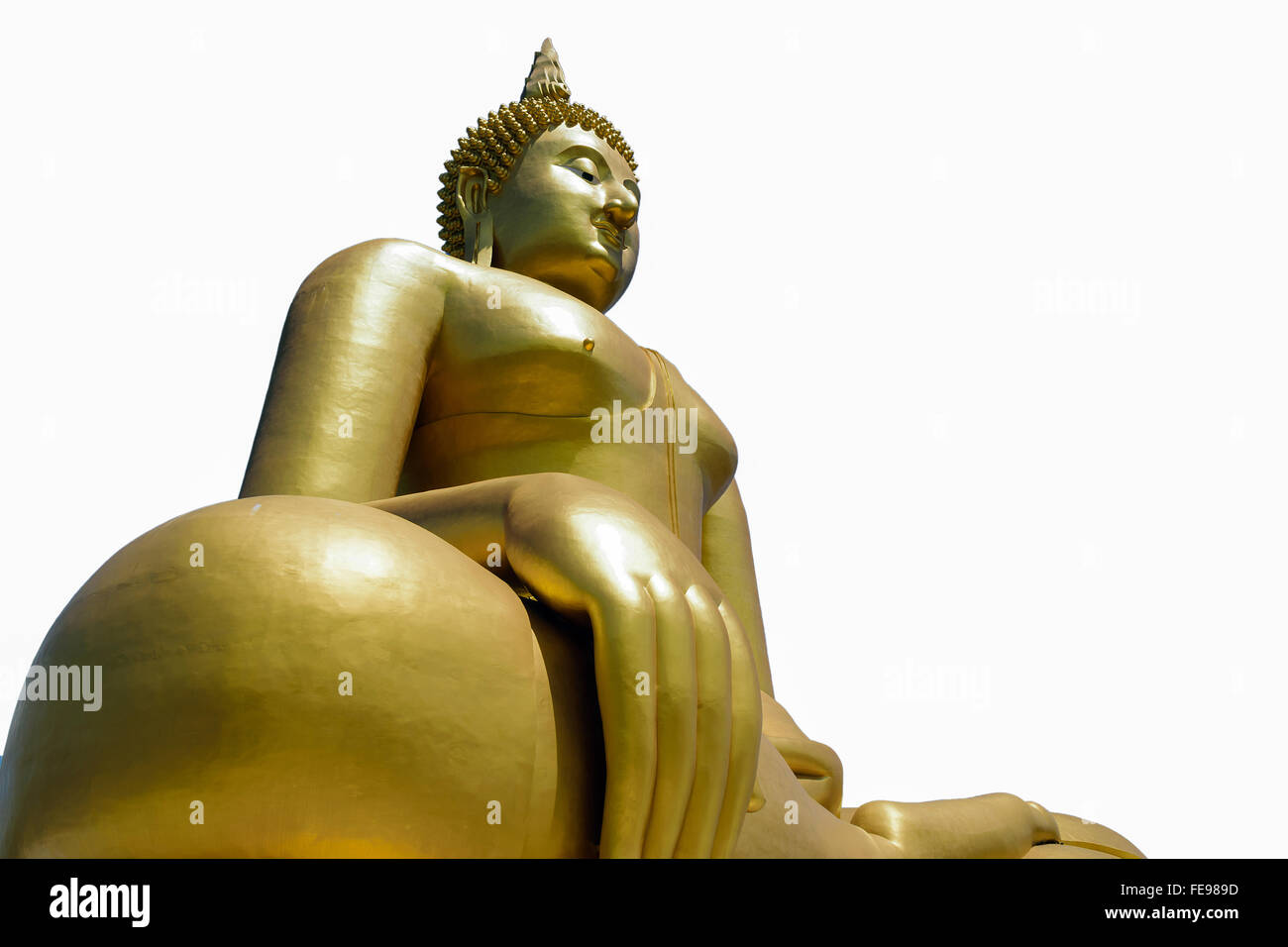 Golden Buddha statue isolated on white background Stock Photo - Alamy