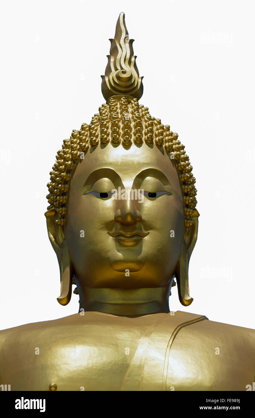 Golden Buddha statue isolated on white background Stock Photo - Alamy