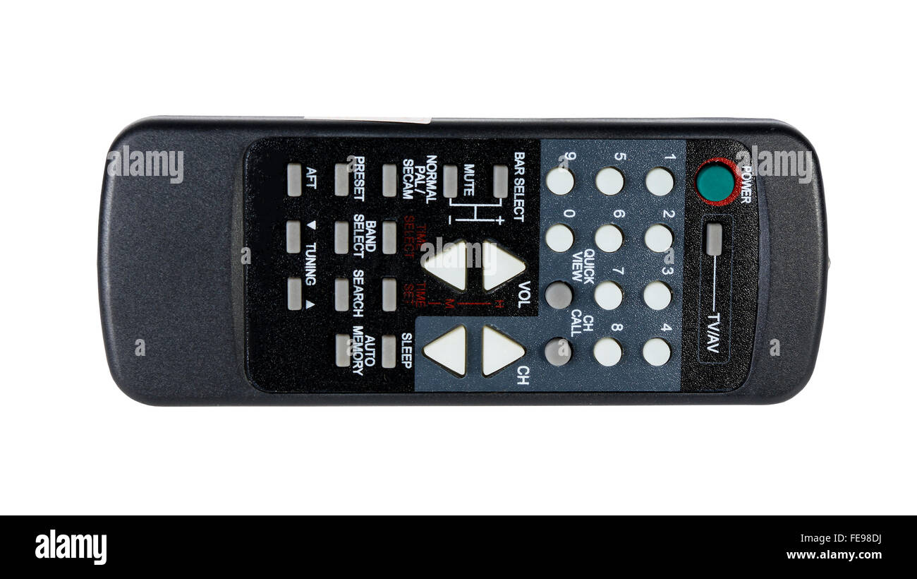 TV remote control isolated on white background Stock Photo - Alamy