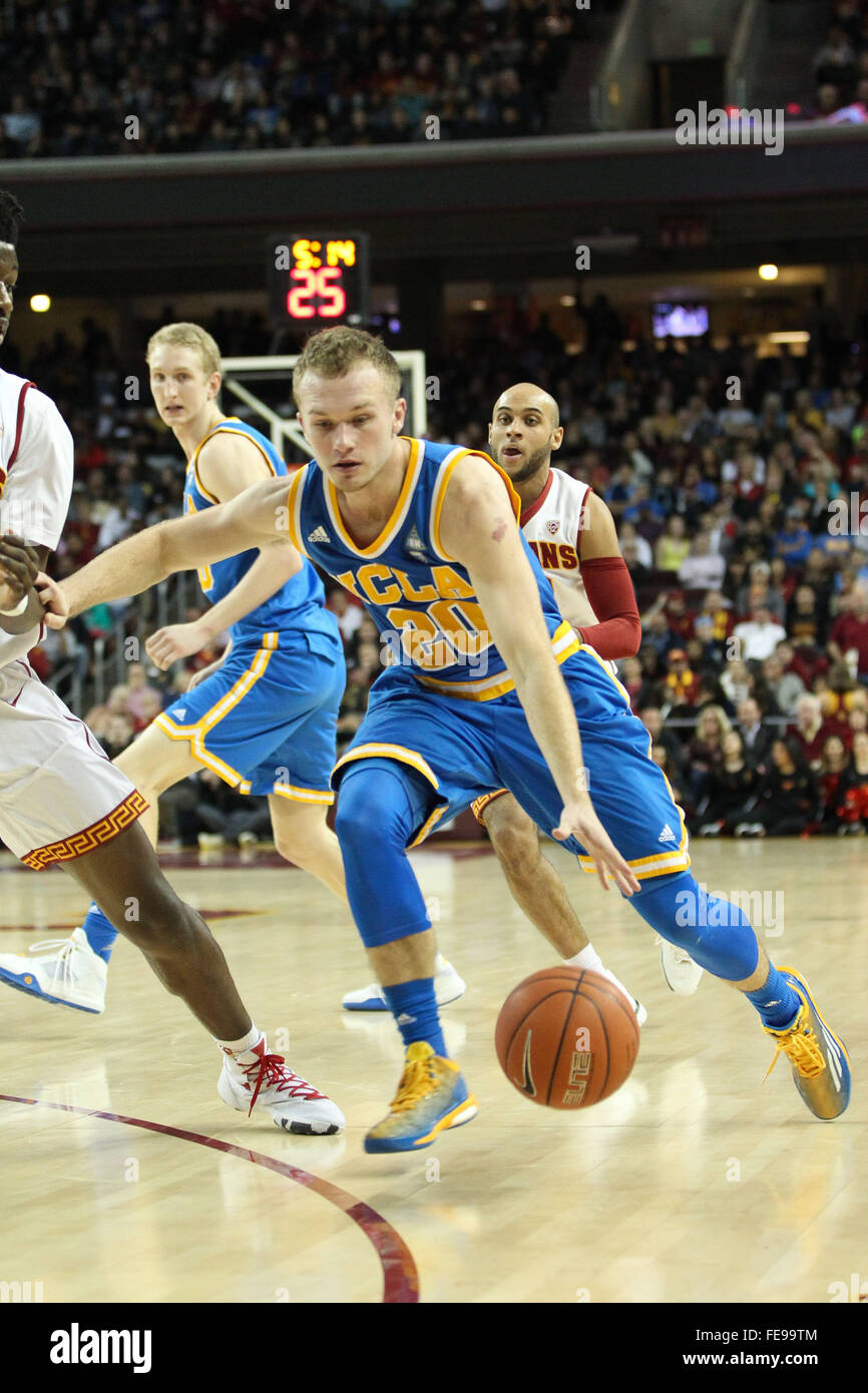 Los Angeles, CA, USA. 4th Feb, 2016. Bryce Alford driving to the basket in game a between USC Trojans vs UCLA Bruins at the Galen Center in Los Angeles, CA. Jordon Kelly/CSM/Alamy Live News Stock Photo