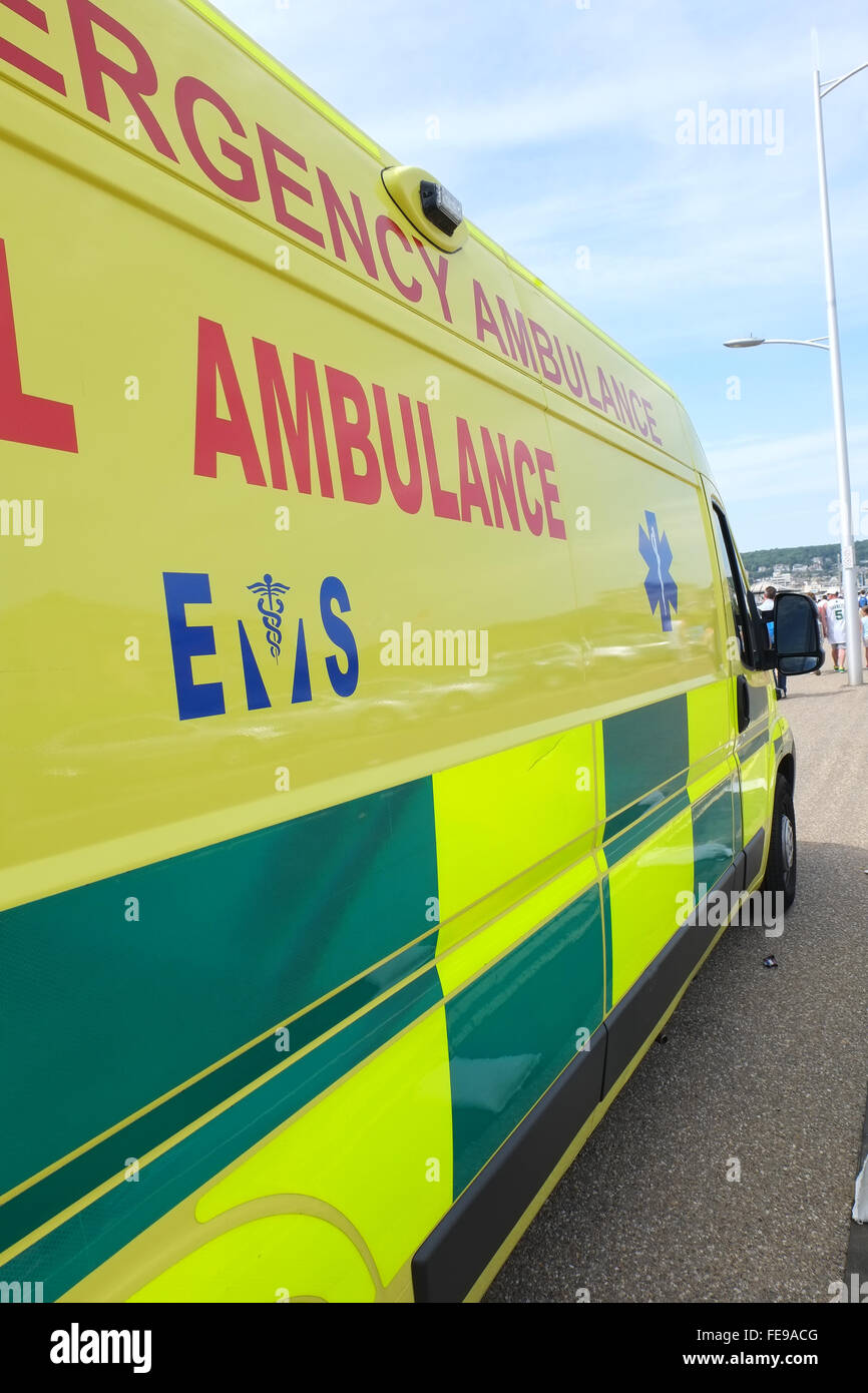 British ambulance specialist support services vans at Weston super Mare air display in June 2014 Stock Photo