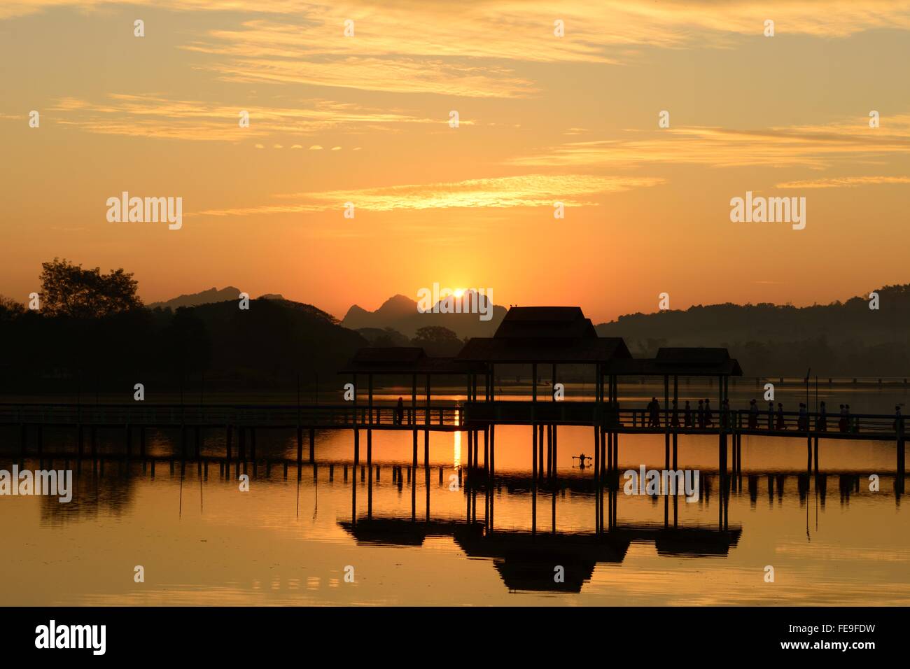 Lake sunrise Stock Photo