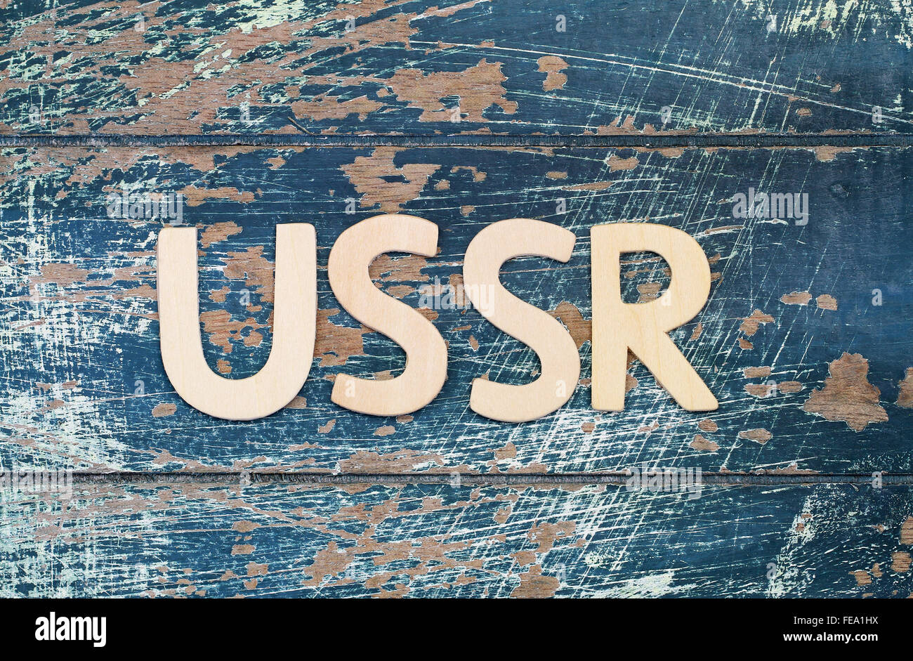USSR written with wooden letters on rustic surface Stock Photo