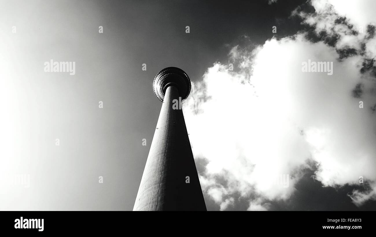 Low Angle View Of Fernsehturm Tower Against Sky Stock Photo
