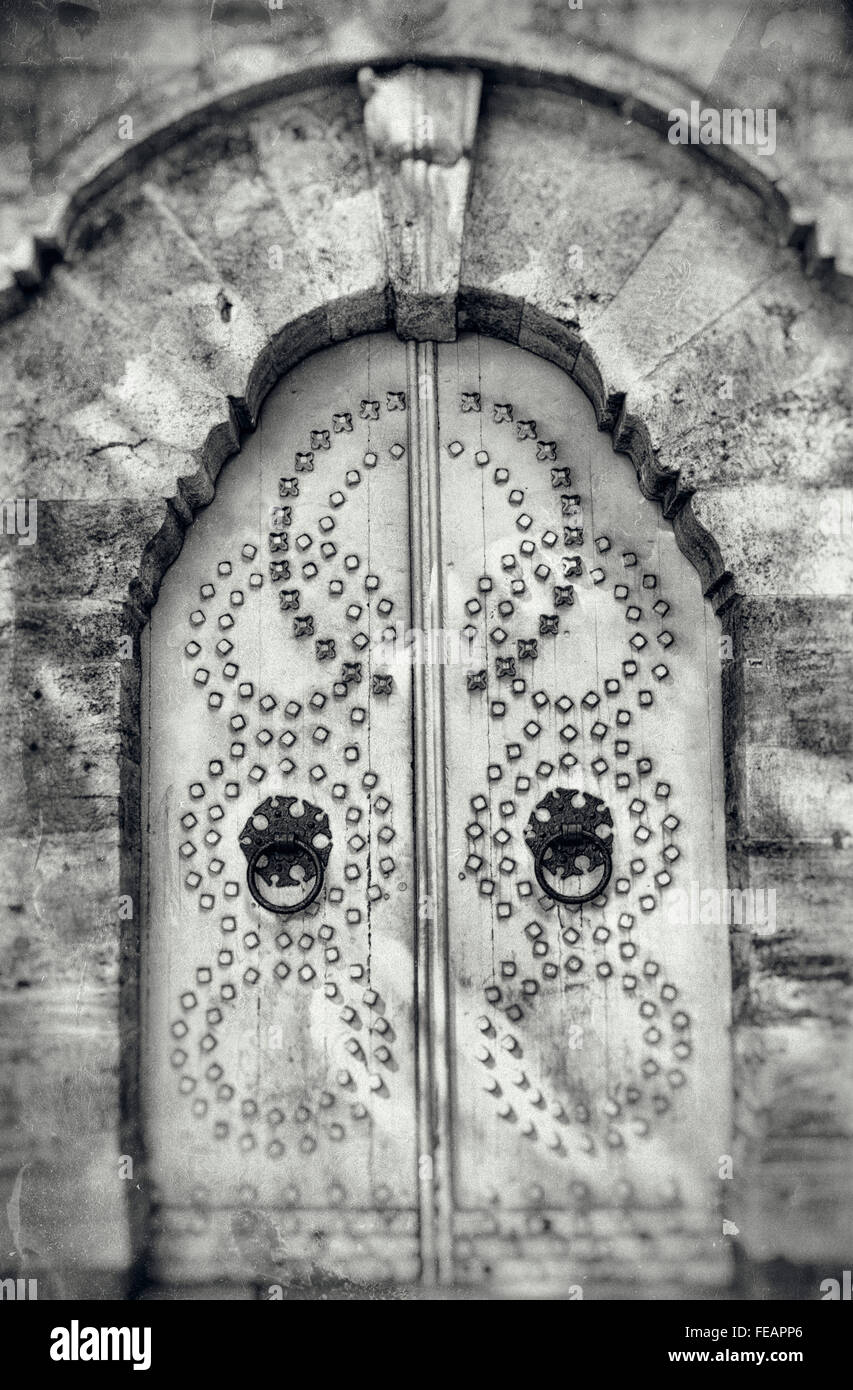 Old Grey Door, Istanbul, Turkey Stock Photo