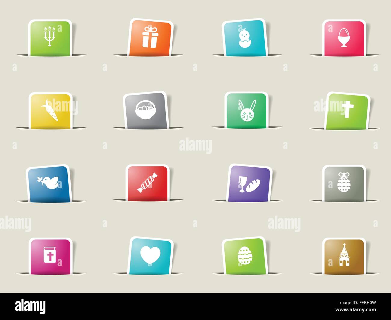 Easter day simply icons Stock Vector