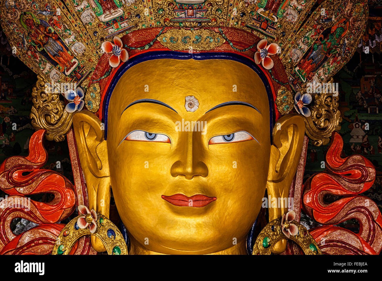 Maitreya Buddha in Thiksey Gompa Stock Photo