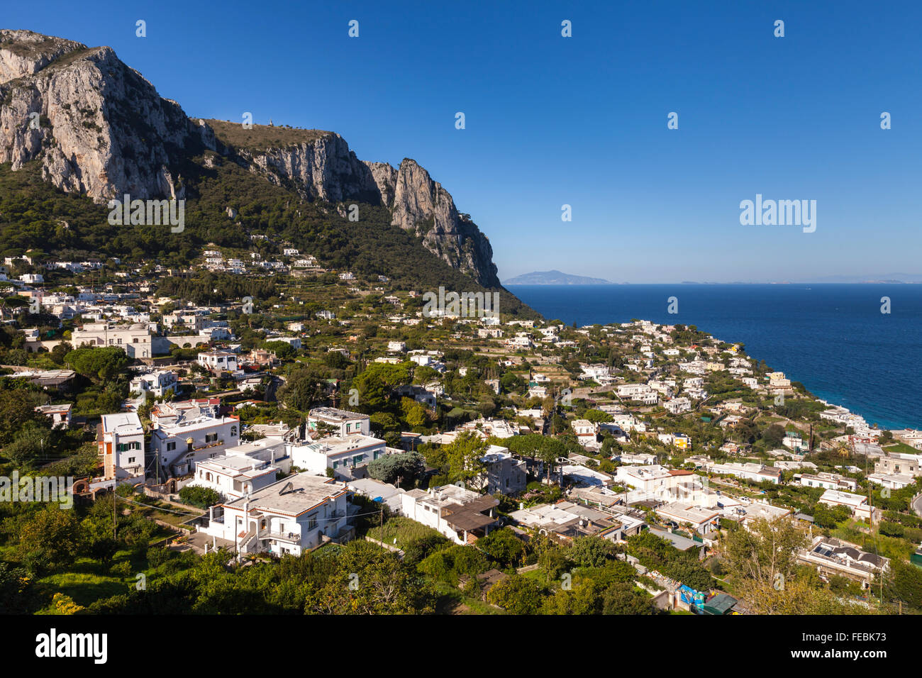 Capri Island, Italy - View across the island towards Monte Solaro and the sea Stock Photo