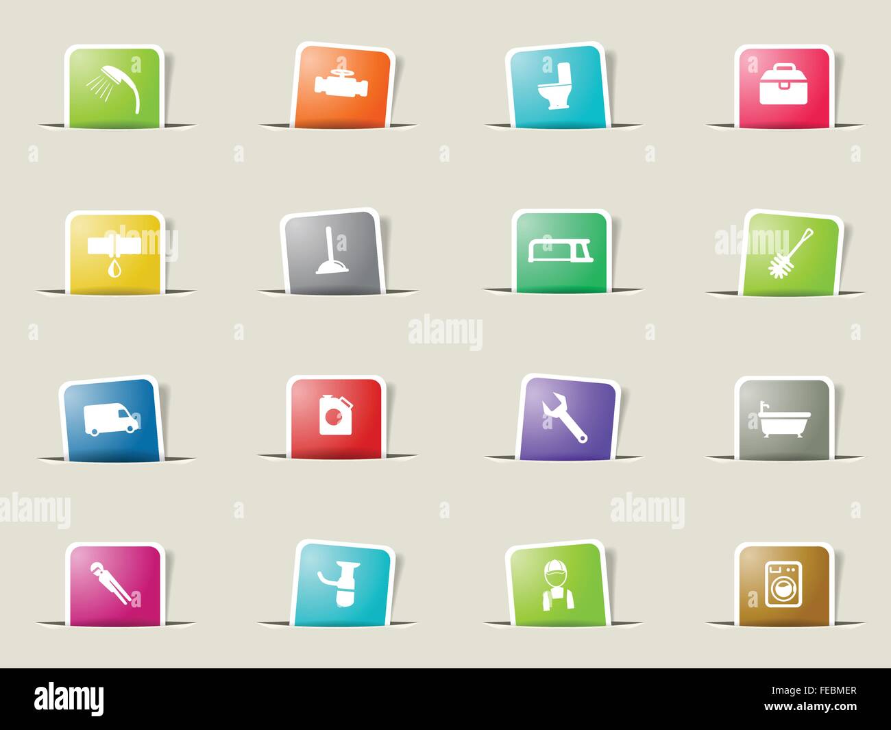 Plumbing service simply icons Stock Vector