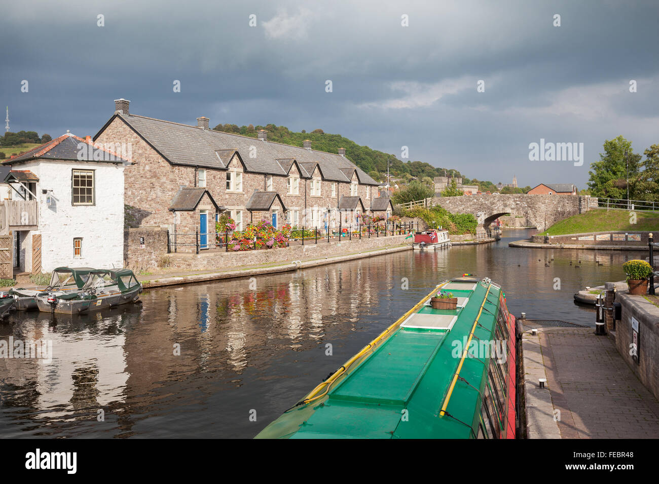 General view of the canal dock at Brecon in Powys, Wales, UK Stock Photo