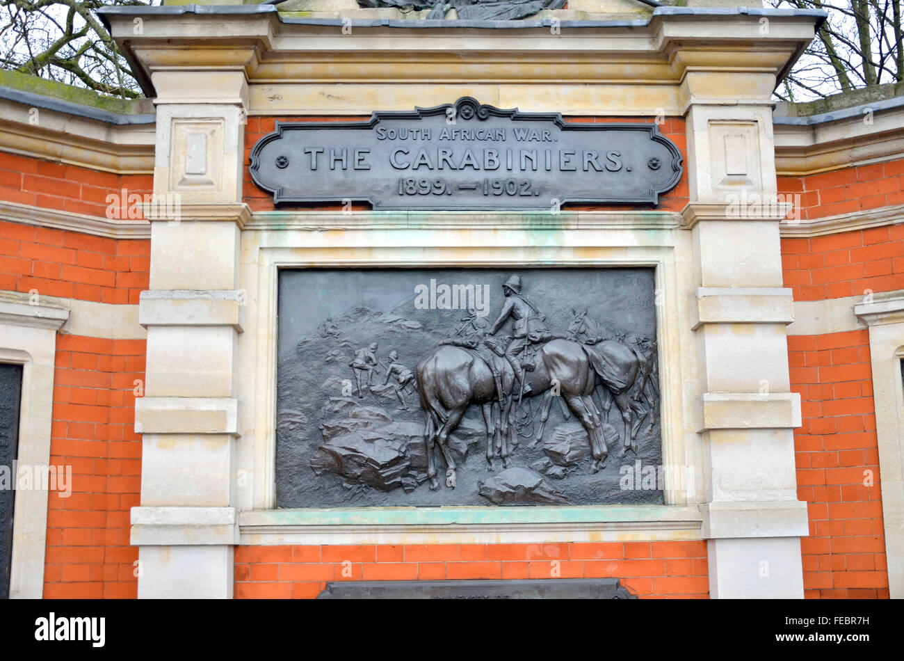 London, England, UK. The Carabiniers Memorial (Adrian Jones, 1906) Chelsea Embankment.  In memory of the officers and men... Stock Photo