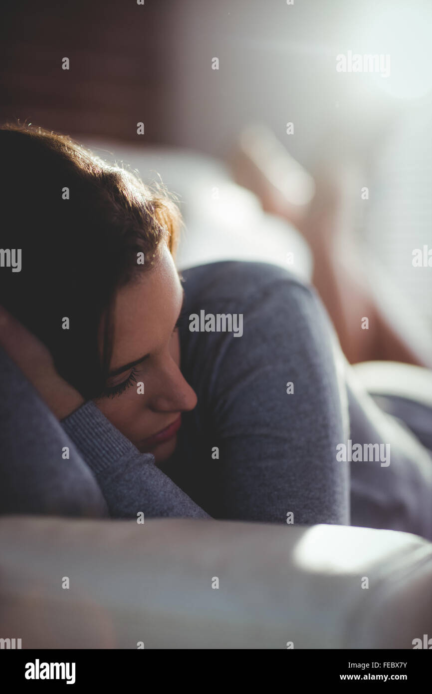 Beautiful sleeping on the couch Stock Photo Alamy