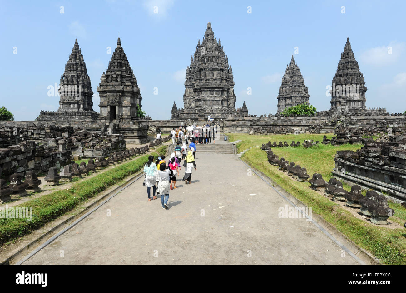 Hindu archaeological site of Prambanan on the island of Java, Indonesia ...