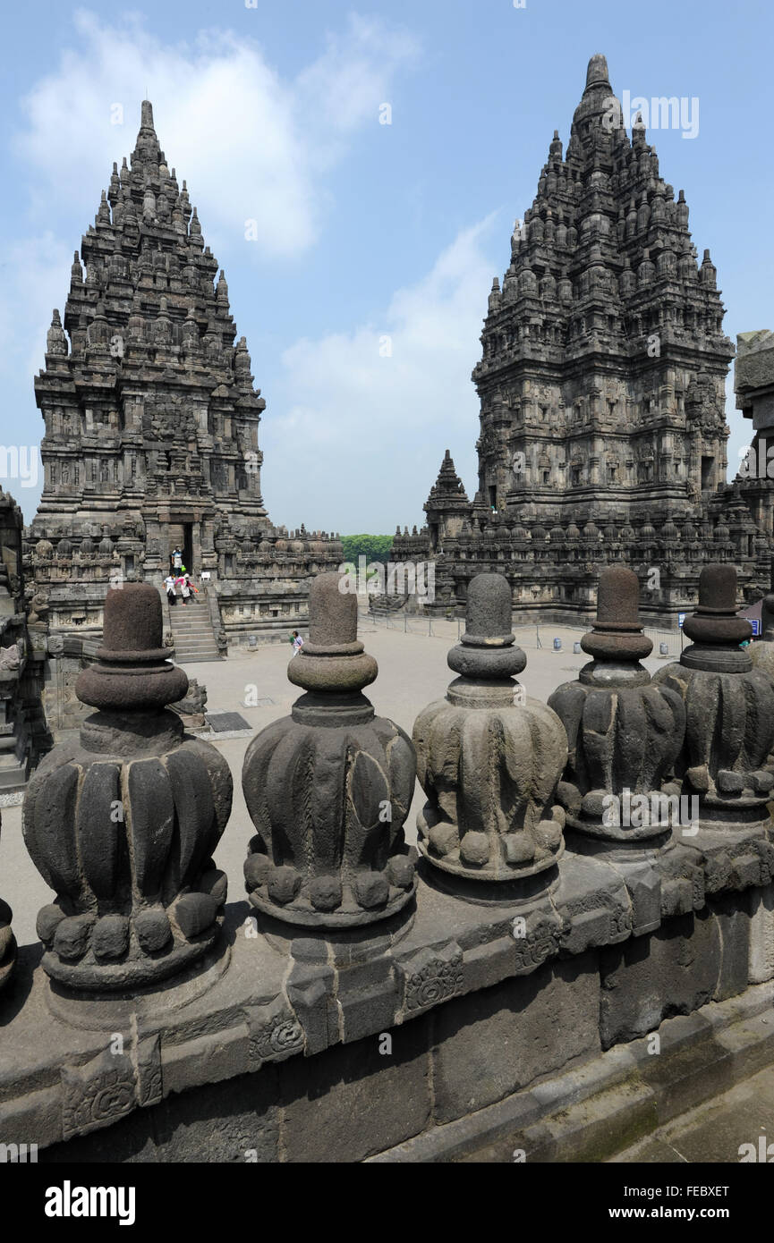 Hindu archaeological site of Prambanan on the island of Java, Indonesia ...