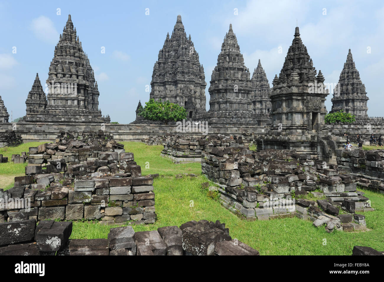 Hindu archaeological site of Prambanan on the island of Java, Indonesia ...