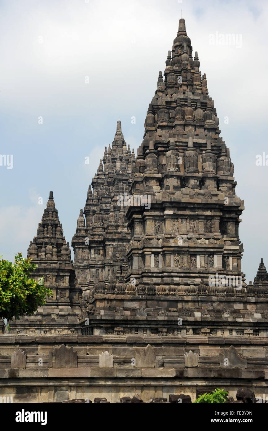 Hindu archaeological site of Prambanan on the island of Java, Indonesia ...