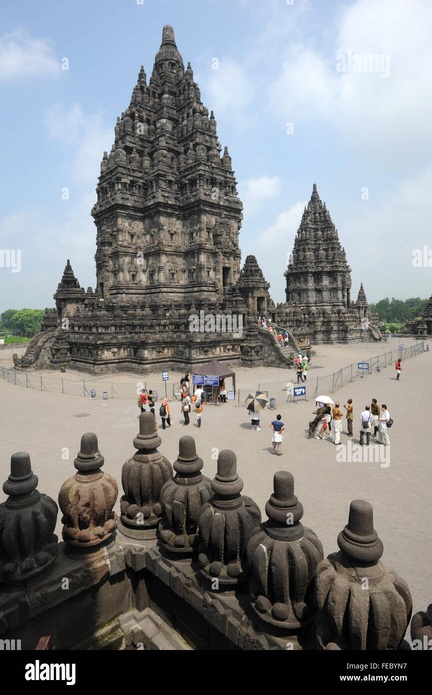 Hindu archaeological site of Prambanan on the island of Java, Indonesia ...